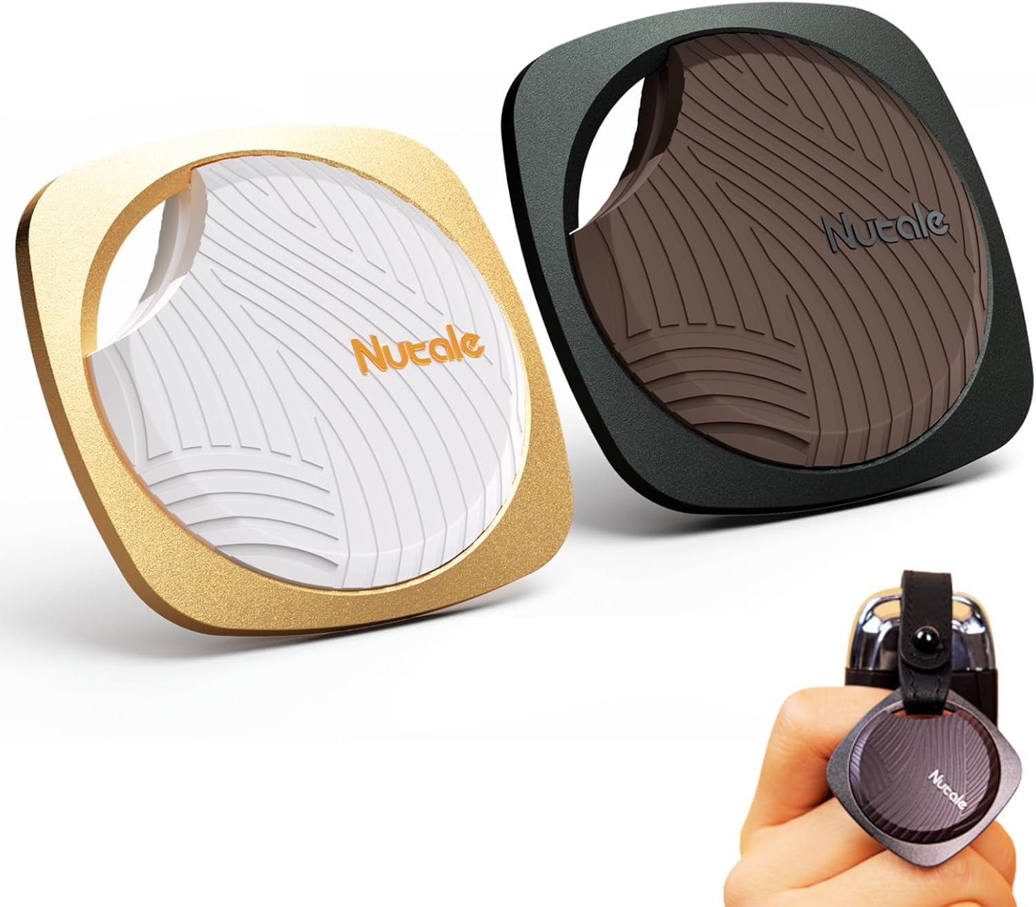 Focus Key Finder Smart Tracker Anti-Lost Alarm Item Locator Wireless for Key Phone Wallet Pet Bluetooth Tracking Device, Battery Can Be Replaced (Gold & Black, 2 Pack)