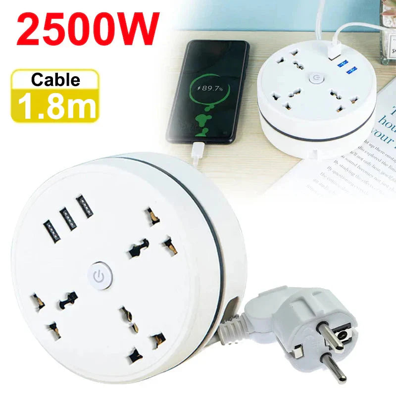 EU Plug AC Outlet Smart Home Power Strip ā Multipurpose Electrical Extension Cord with USB Ports & Fast Charging