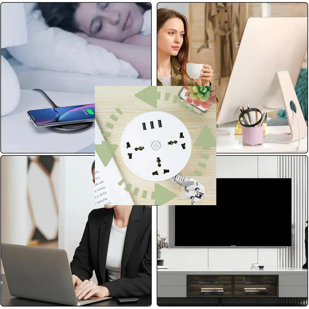 EU Plug AC Outlet Smart Home Power Strip ā Multipurpose Electrical Extension Cord with USB Ports & Fast Charging